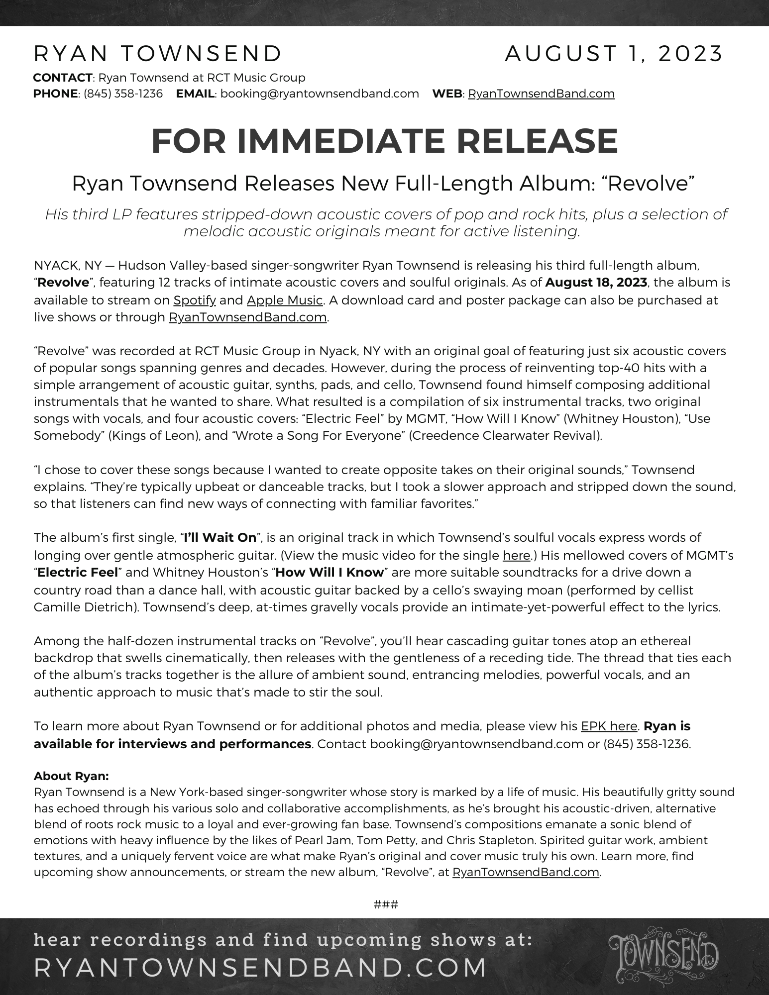 Press Release - Musician Copywriting